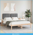 Krevetni okvir s tapiciranim uzglavljem Tamno siva 140 x 190 cm - NOVO