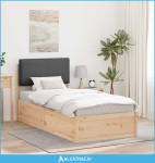 Krevetni okvir s tapiciranim uzglavljem Tamno siva 75 x 190 cm - NOVO