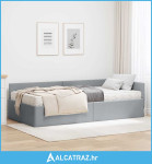 Kutni krevetni okvir s madracem 2 pcs Svijetlo siva tkanina - NOVO