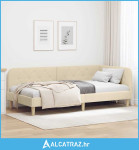 Kutni okvir kreveta s uzglavljem Krema 90 x 200 cm tkanina - NOVO