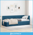 Kutni okvir kreveta s uzglavljem Plava 80 x 200 cm Baršun - NOVO