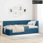 Kutni okvir kreveta Plava 90 x 200 cm Baršun - Plava 90 x 200 cm