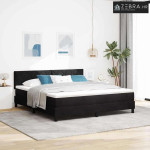 LED Box Spring Krevet s madracem Crna 180 x 200 cm Baršun