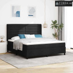 LED Box Spring Krevet s madracem Crna 180 x 200 cm tkanina