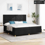 LED Box Spring Krevet s madracem Crna 200 x 200 cm tkanina