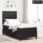 LED Box Spring Krevet s madracem Crna 90 x 190 cm tkanina
