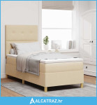 LED Box Spring Krevet s madracem Krema 100 x 200 cm tkanina - NOVO