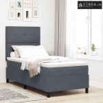 LED Box Spring Krevet s madracem Tamno siva 90 x 200 cm tkanina