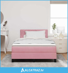 LED Box Spring Krevet Ružičasta 120 x 190 cm Baršun - NOVO
