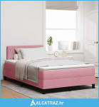 LED Box Spring Krevet Ružičasta 120 x 200 cm Baršun - NOVO
