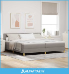 LED Box Spring Krevet Sivo-smeđa 200 x 200 cm tkanina - NOVO