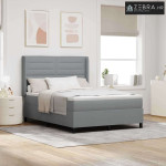 LED Box Spring Krevet Svijetlo siva 140 x 190 cm tkanina