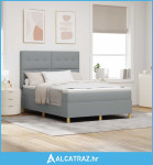 LED Box Spring Krevet Svijetlo siva 140 x 200 cm tkanina - NOVO