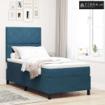 LED Box Spring Krevet Tamno plava 100 x 200 cm tkanina