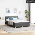 LED Box Spring Krevet Tamno siva 140 x 190 cm tkanina