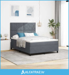 LED Box Spring Krevet Tamno siva 140 x 200 cm Baršun - NOVO