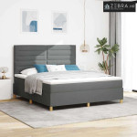 LED Box Spring Krevet Tamno siva 180 x 200 cm tkanina