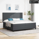 LED Box Spring Krevet Tamno siva i bijela 200 x 200 cm