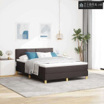 LED Box Spring Krevet Tamno smeđa 160 x 200 cm tkanina - Tamno smeđa 1