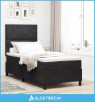 LED Box Spring Krevet s uzglavljem Crna 90 x 190 cm Baršun - NOVO