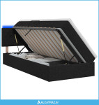 LED krevet za pohranu s madracem Crna 90 x 200 cm Tkanina - NOVO