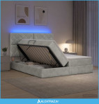 LED krevet za pohranu s madracem Svjetlosiva 180 x 200 cm - NOVO
