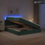 LED krevet za pohranu s madracem Tamnozelena 160 x 200 cm - Tamnozelen