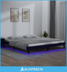 LED okvir za krevet crni 120x190cm 4FT mali bračni masivno drvo - NOVO