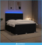 LED okvir za krevet s madracem Crna 140 x 190 cm Tkanina - NOVO
