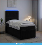 LED okvir za krevet s madracem Crna 80 x 200 cm Baršun - NOVO