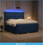 LED okvir za krevet s madracem Plava 140 x 200 cm Tkanina - NOVO