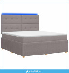 LED okvir za krevet s madracem Sivosmeđa 160 x 200 cm Tkanina - NOVO