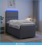 LED okvir za krevet s madracem Svjetlosiva 90 x 190 cm Tkanina - NOVO