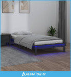 LED okvir za krevet sivi 100 x 200 cm od masivnog drva - NOVO