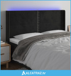 LED uzglavlje crno 163 x 16 x 118/128 cm baršunasto - NOVO