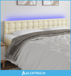 LED uzglavlje krem 200 x 5 x 78/88 cm od umjetne kože - NOVO