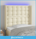LED uzglavlje krem 83 x 16 x 118/128 cm od umjetne kože - NOVO