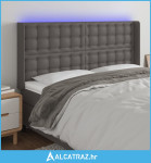 LED uzglavlje sivo 203x16x118/128 cm od umjetne kože - NOVO