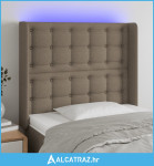 LED uzglavlje smeđesivo 103 x 16 x 118/128 cm od tkanine - NOVO