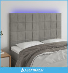 LED uzglavlje svjetlosivo 144x5x118/128 cm baršunasto - NOVO