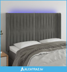 LED uzglavlje svjetlosivo 147 x 16 x 118/128 cm baršunasto - NOVO