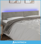 LED uzglavlje svjetlosivo 160x5x78/88 cm baršunasto - NOVO