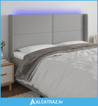 LED uzglavlje svjetlosivo 183 x 16 x 118/128 cm od tkanine - NOVO