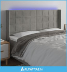 LED uzglavlje svjetlosivo 203 x 16 x 118/128 cm baršunasto - NOVO