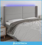 LED uzglavlje svjetlosivo 203 x 16 x 118/128 cm od tkanine - NOVO