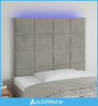 LED uzglavlje svjetlosivo 80x5x118/128 cm baršunasto - NOVO