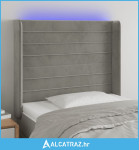 LED uzglavlje svjetlosivo 93 x 16 x 118/128 cm baršunasto - NOVO