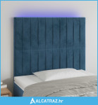 LED uzglavlje tamnoplavo 100x5x118/128 cm baršunasto - NOVO