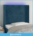 LED uzglavlje tamnoplavo 103x16x118/128 cm baršunasto - NOVO