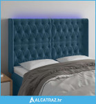 LED uzglavlje tamnoplavo 163x16x118/128 cm baršunasto - NOVO